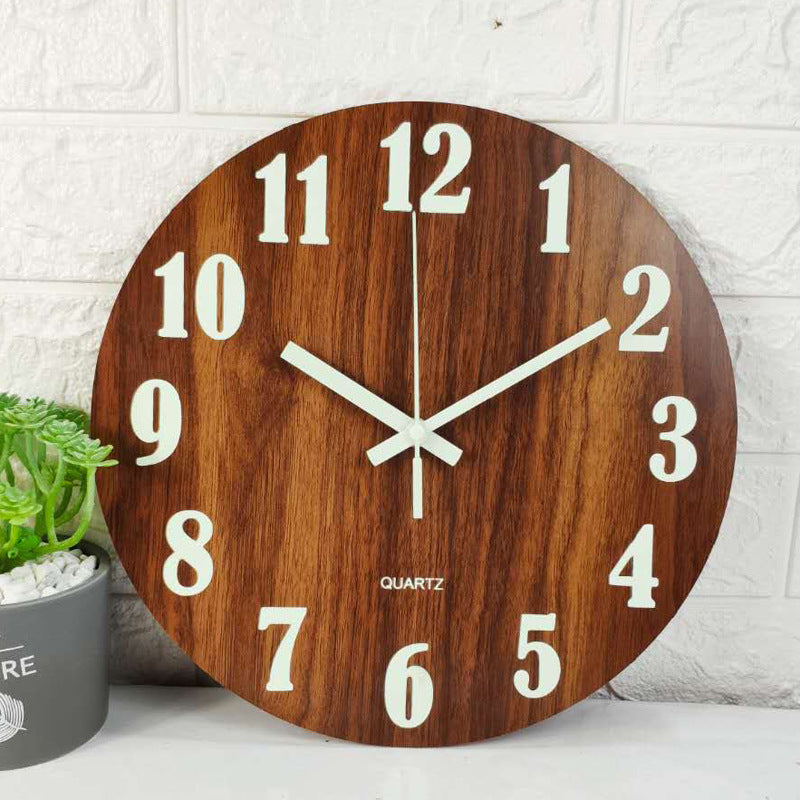 Glow In The Dark Wood Wall Clock - ElegantHomeScapes