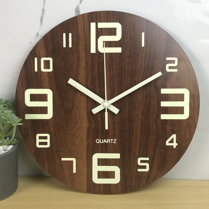 Glow In The Dark Wood Wall Clock - ElegantHomeScapes