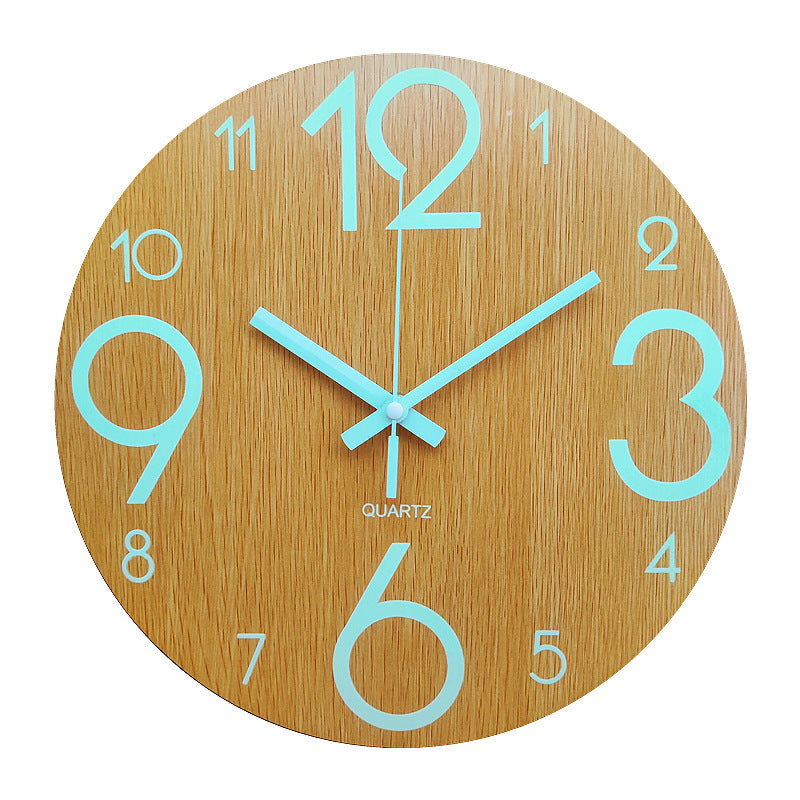 Glow In The Dark Wood Wall Clock - ElegantHomeScapes