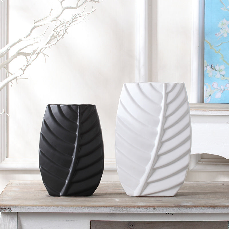 Modern Leaves Shape Luxury Ceramic Vase - ElegantHomeScapes