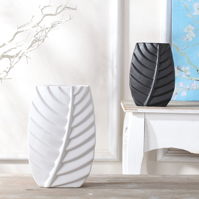 Modern Leaves Shape Luxury Ceramic Vase - ElegantHomeScapes