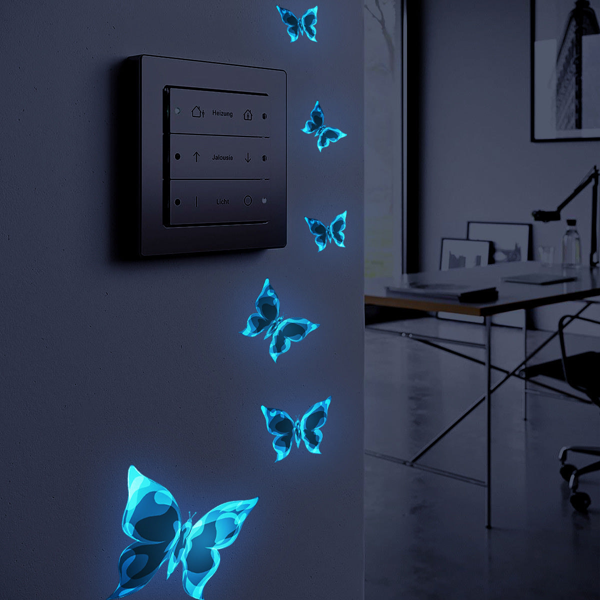 Blue Luminous Small Butterfly Stickers - ElegantHomeScapes