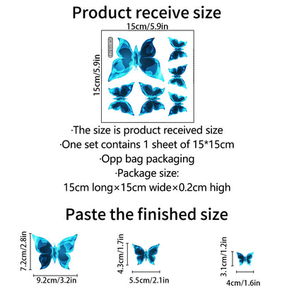 Blue Luminous Small Butterfly Stickers - ElegantHomeScapes